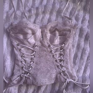 The Kript White Lace up Corset Top